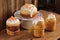 Kulich, Russian easter sweet breads decorated with icing and can