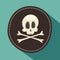 Kull and bones / Jolly Roger - pirate icon, black label, app design element, illustration, flat