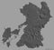 Kumamoto, prefecture of Japan, on solid. Bilevel