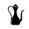 Kumgan. Silhouette Eastern jug. Outline icon of antique copper pitcher. Black simple illustration of arabic dishes with graceful