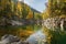 Kumir River flowing through the autumn Altai Mountains