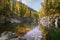 Kumir River flowing through the autumn Altai Mountains