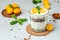 Kumquat chia pudding yogurt. healthy breakfast. superfood concept. Healthy, clean eating. Vegan or gluten free diet