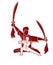Kung Fu fighter, Martial arts with swords action pose cartoon graphic