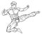 Kung Fu Karate Flying Kick Man Cartoon