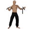 Kung Fu monk with nunchaku