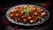 Kung Pao tofu: Cubes of crispy tofu mixed with peanuts, stir-fried in a savory, slightly spicy sauce