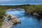 Kungsleden river in the arctic tundra. Abisko national park, Nothern Sweden