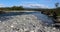 Kungsleden river in the arctic tundra. Abisko national park, Nothern Sweden