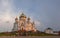 KUNGUR, PERM KRAI, RUSSIA - JULY 14, 2018: View on main entrance of Belogorsky Monastery of St. Nicholas. Men`s monastery. Anothe