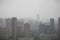 Kunming, China- June 2021: Depressing Chinese city in a fog and smog like a ghost town.