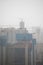 Kunming, China- June 2021: Depressing Chinese city in a fog and smog like a ghost town.