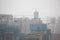 Kunming, China- June 2021: Depressing Chinese city in a fog and smog like a ghost town under construction.