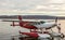 Kununurra, WA. Australia - May 18, 2013: A Cessna 208 Caravan Amphibious Float plane lands on the still waters of Lake Argyle