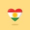 Kurdistan flag shaped love illustration