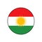 Kurdistan Flag Vector Button Icon from Northern Iraq of the independent region of  Kurds.