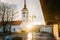 Kuressaare, Estonia. Kuressaare St. Lawrence Church In Sunlight Sunrise Or Sunset Time