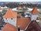 Kuressaare Fortress and guest houses on moat. Spring. Medieval fortification in Saaremaa island, Estonia, Europe