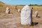 Kurgan stelae at Ruins of Balasagun in Tokmok, Kyrgyzstan. Balasagun is part of the World Heritage