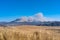 Kusasenri prairie observation in January, fuming Mt. Naka in the background