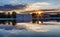 Kuskovo Palace reflected in the pond at sunrise