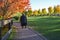 Kuskovsky park. Moscow.15.10.2018. Autumn walks of people in the city.