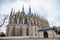 Kutna Hora, Central Bohemian, Czech Republic, 5 March 2022: St. Barbara`s Church with lancet windows, Unique gothic stone