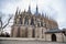 Kutna Hora, Central Bohemian, Czech Republic, 5 March 2022: St. Barbara`s Church with lancet windows, Unique gothic stone