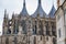 Kutna Hora, Central Bohemian, Czech Republic, 5 March 2022: St. Barbara`s Church with lancet windows, Unique gothic stone