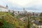 Kutna Hora city panorama skyline view church, college, vineyard, roofs