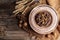 kutya traditional Slavic holiday ritual dish with wheat, poppy, walnuts and honey. Slavic holiday ritual dish. banner