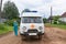 Kuvshinovo. Car UAZ SGR `Loaf` AMBULANCE arrived on call, the doctor comes to the car.