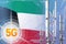 Kuwait 5G industrial illustration, large cellular network mast or tower on modern background with the flag - 3D Illustration