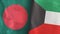 Kuwait and Bangladesh two flags textile cloth 3D rendering