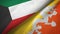 Kuwait and Bhutan two flags textile cloth, fabric texture