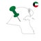 Kuwait country outline blank for middle east or Arabian Gulf themes in the Arabian peninsula with a colored pin.