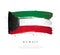 Kuwait flag. Brush strokes drawn by hand. National Day