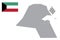 Kuwait map with flag.