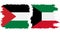 Kuwait and Palestine grunge flags connection vector