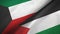 Kuwait and Palestine two flags textile cloth, fabric texture