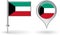 Kuwait pin icon and map pointer flag. Vector