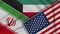 Kuwait United States of America Iran Flags Together Fabric Texture Illustration