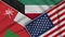 Kuwait United States of America Oman Flags Together Fabric Texture Illustration