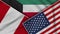 Kuwait United States of America Peru Flags Together Fabric Texture Illustration