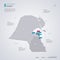 Kuwait vector map with infographic elements, pointer marks