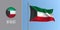 Kuwait waving flag on flagpole and round icon vector illustration