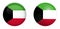 Kuwaiti flag under 3d dome button and on glossy sphere / ball