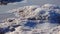 Kuyalnik estuary, Black Sea. Self-precipitating salt at the bottom and bank of the estuary. Table salt crystals