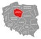 Kuyavia Pomerania red highlighted in map of Poland