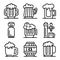 Kvass icons set, outline style